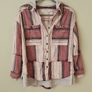 We The Free Multicolor Striped Hoodie Shirt